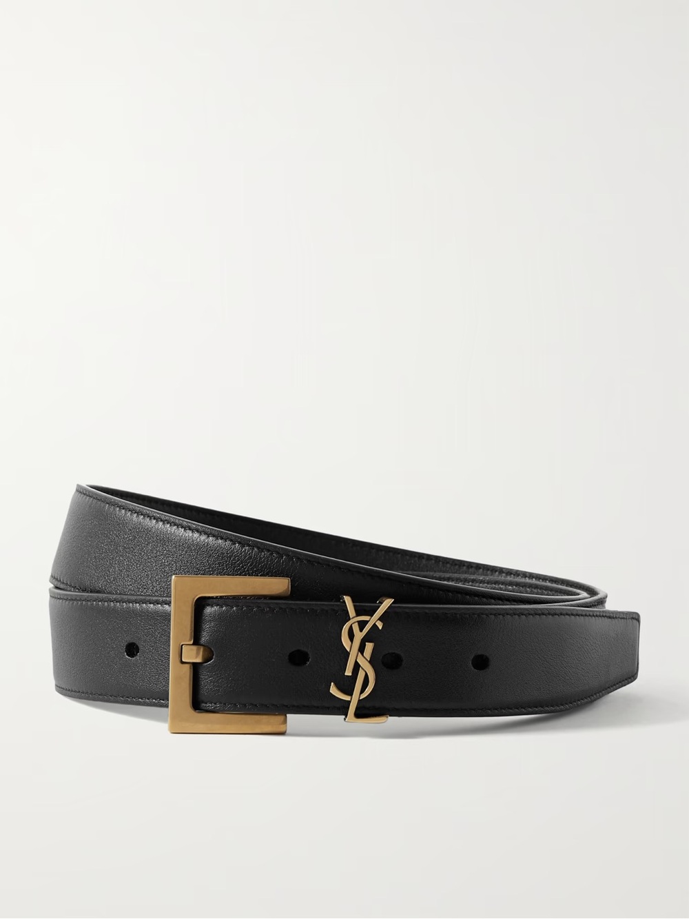 Brand New Saint Laurent Cassandre YSL Leather Belt Black Gold /Size 80